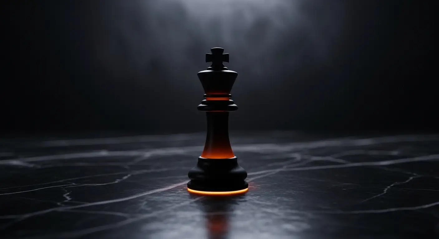 Glowing amber chess king representing AI psychological trigger prompts for sales conversion